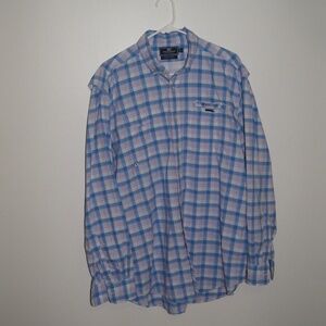Men's Blue and Pink Vineyard Vines Button Down size Large
